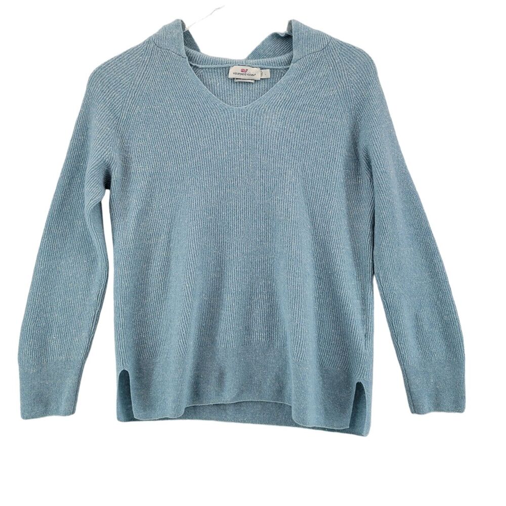 Vineyard Vines Cashmere Linen‎ Pullover Hooded Sweater Girls Size Large Blue